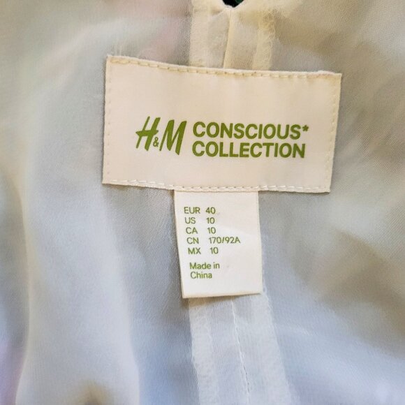 H&M Conscious Collection Maxi Dress With Back Tie & V-Neck Women's Size 10 Tropi - Picture 3 of 5